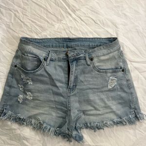 Medium wash denim shorts